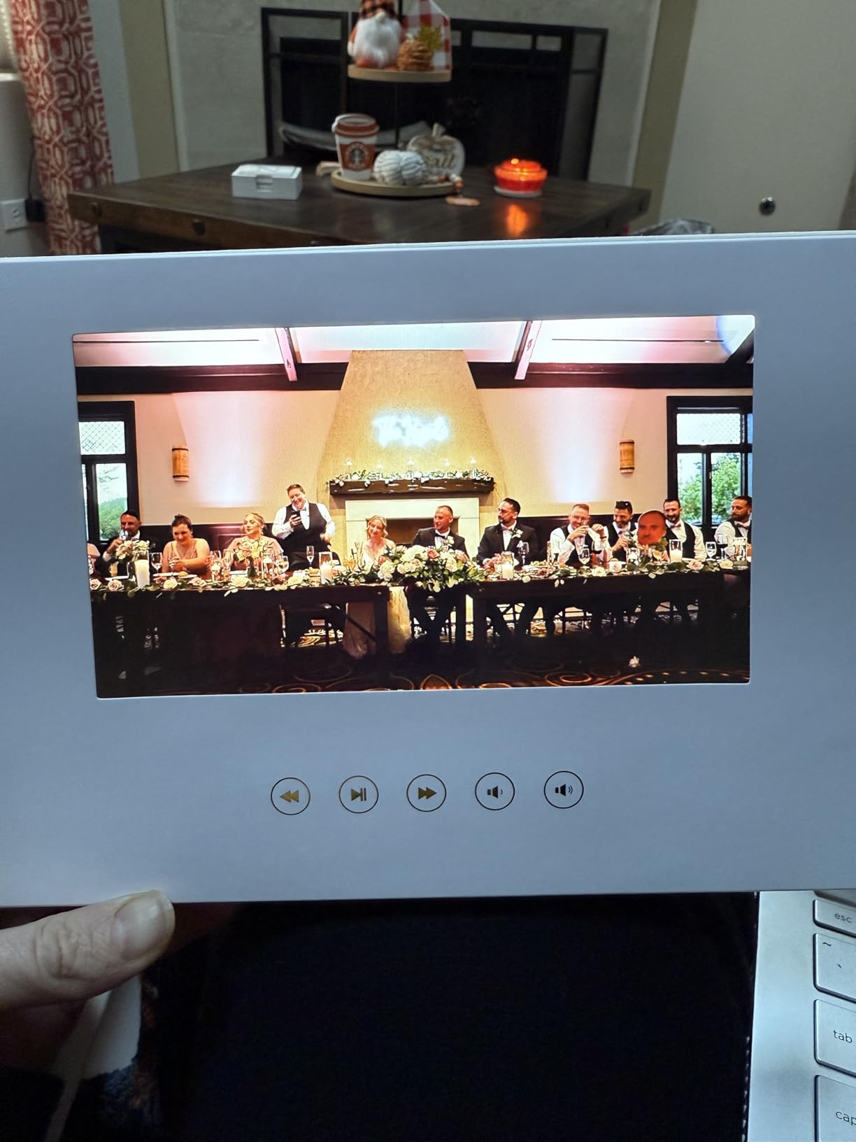 The Motion Books (OUR WEDDING - GOLD FOIL) | Luxury Linen Bound Wedding Video Book | Gold foil stamping | Up to 3 hours of video, 7 inch IPS Display, 4GB of memory & Rechargeable Battery customer photo 1