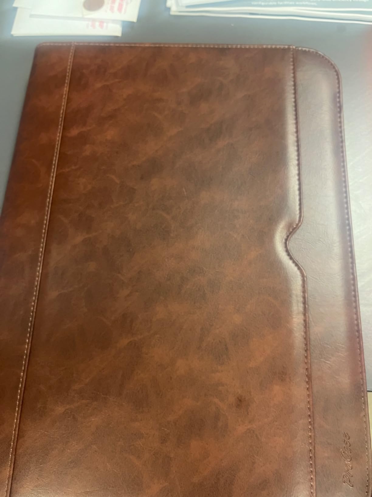 ProCase Portfolio Business Padfolio Folder with Zipper, Conference Meeting Executive File Legal Document Organizer with Pockets Letter Size A4 Writing Pad Notepad Padfolio -Brown customer photo 2