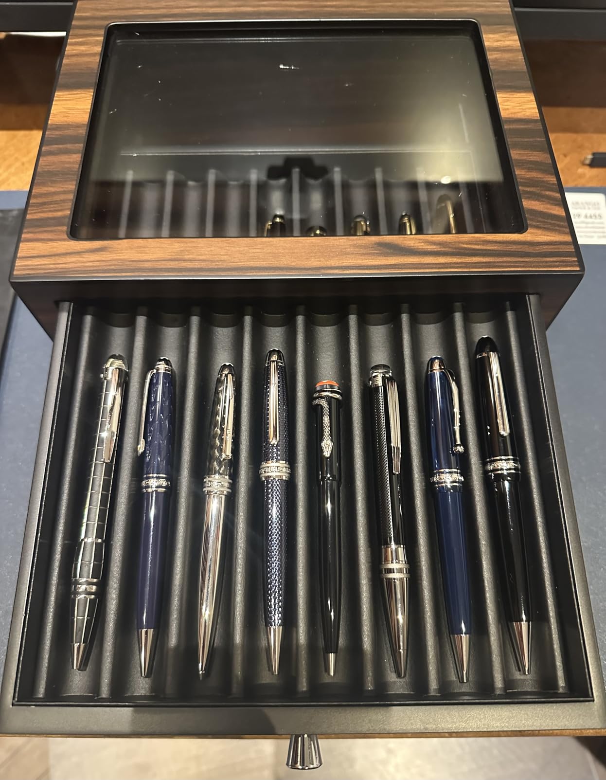 Stackable Wooden Display Case with Drawer - Slot Ebony Pen Cabinet, Luxury Fountain Pen Storage Box with Glass Window for Collection (2 Layer) customer photo 1