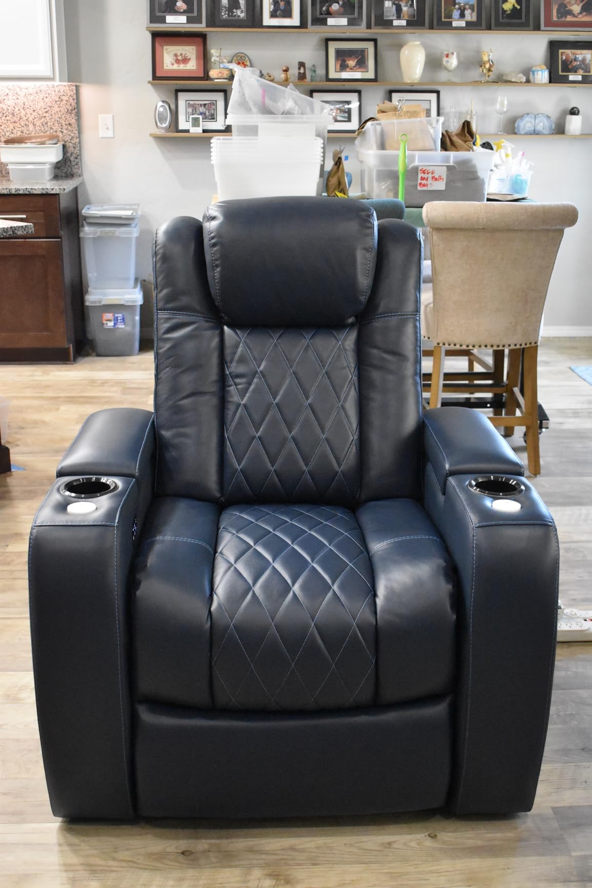 Valencia Tuscany Home Theater Seat - Nappa Leather Power Recliner with Cool Gel Memory Foam, USB-C/A Charging, RGB LED Lights, Adjustable Lumbar & Headrest (Single Recliner,Black) customer photo 1