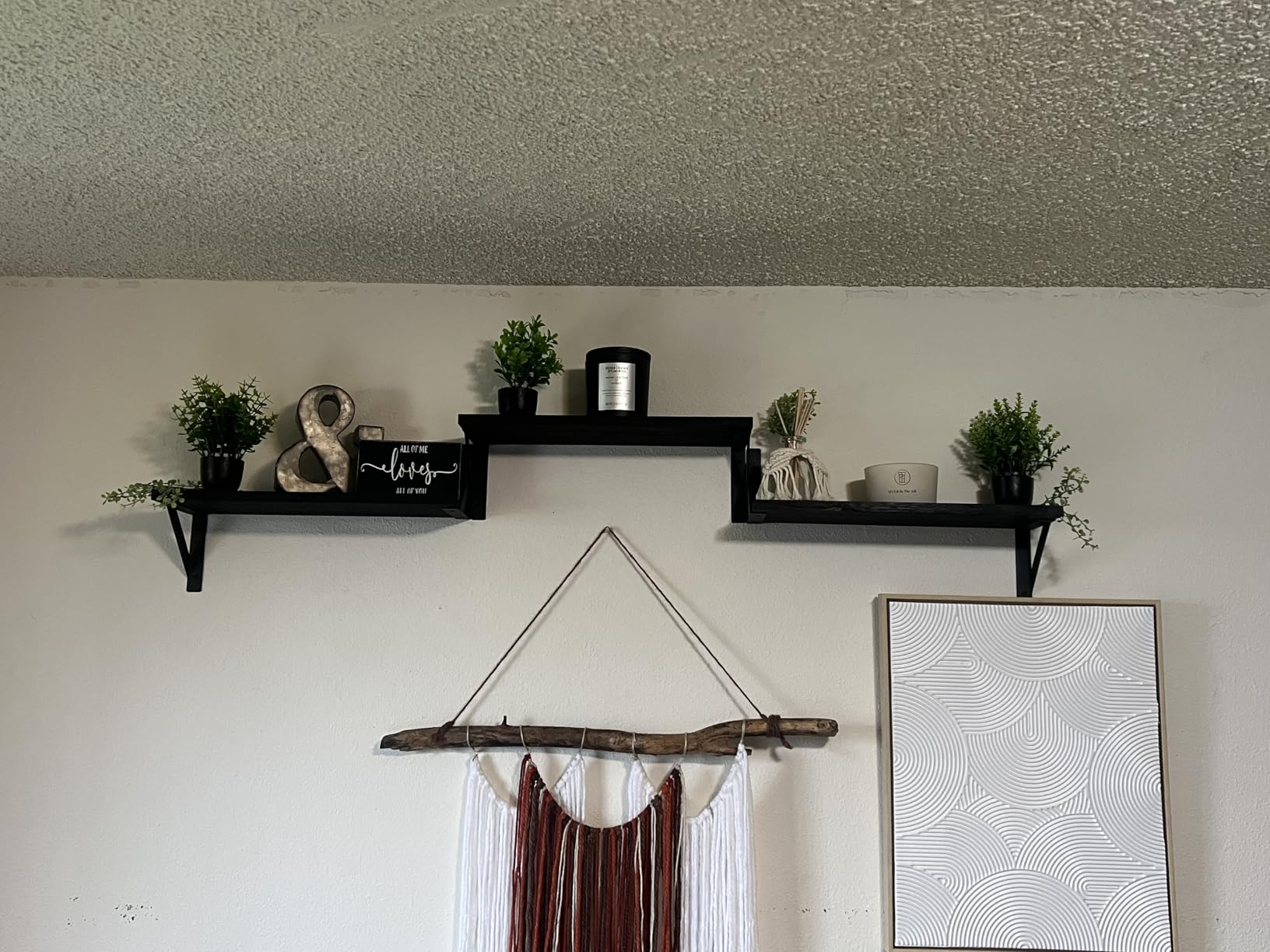Forbena Rustic Floating Book Shelves for Wall Set of 3, 17 Inch Wood Wall Bookshelf for Bedroom, Wooden Wall Mounted Hanging Shelf for Office Living Room Bathroom Decor Pictures Books (Dark Brown) customer photo 1