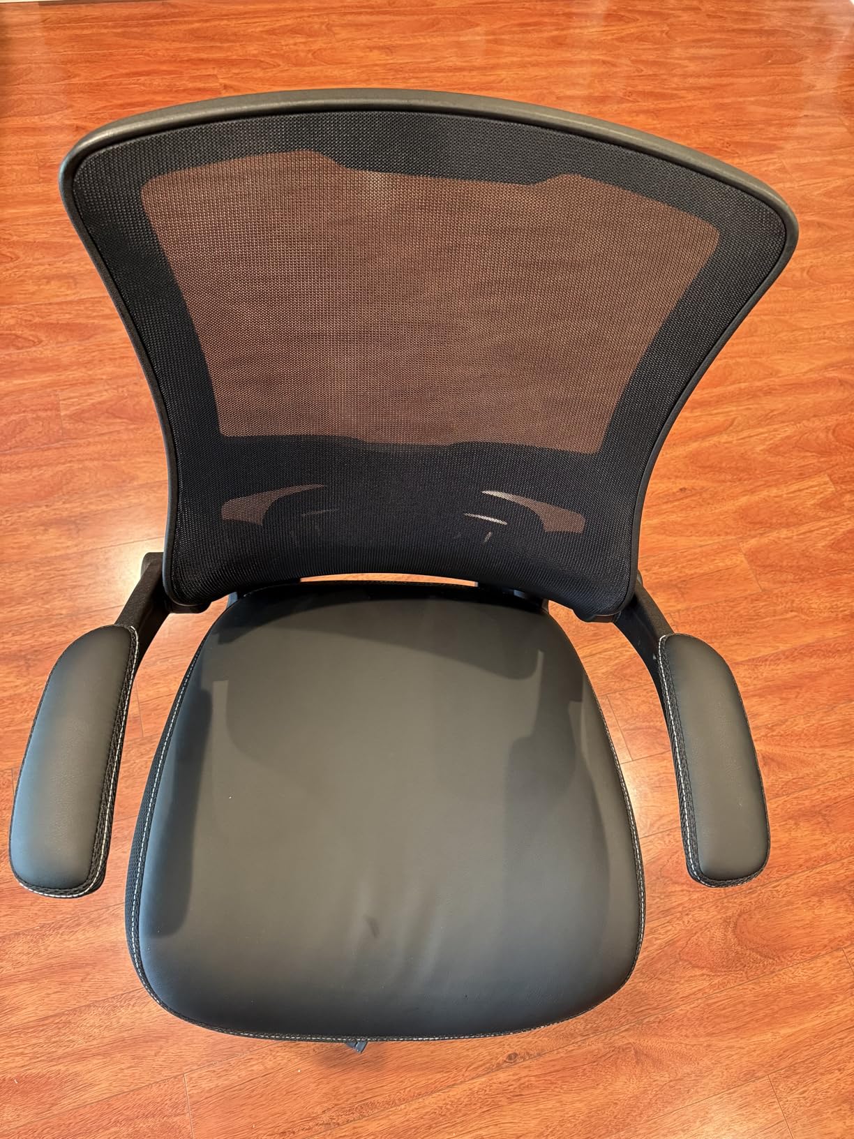 Office Chair Ergonomic Desk Chair, Computer PU Leather Home Office Chair, Swivel Mesh Back Adjustable Lumbar Support Flip-up Arms Executive Task Chair customer photo 1