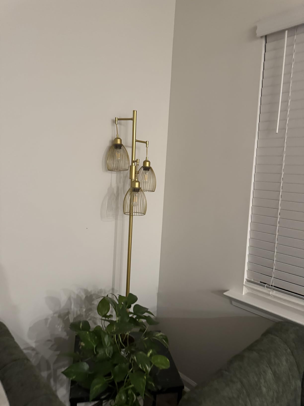 Dimmable Floor Lamp, Industrial Floor Lamps for Living Room, Gold Tree Lamp Standing Lamp Tall Lamps with 3 Elegant Teardrop Cage Head & 800 Lumens LED Bulbs customer photo 1