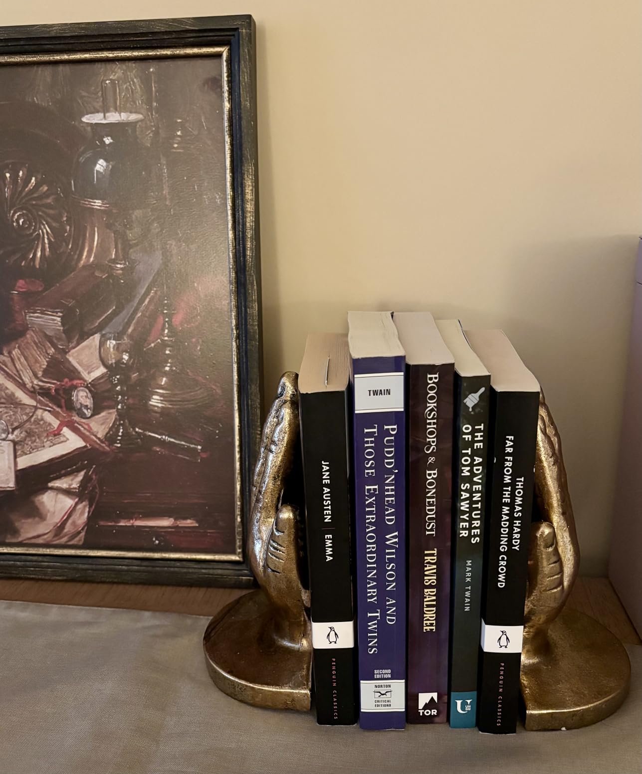 Book Ends to Hold Books Heavy Duty - MXARLTR Decorative Bookends for Heavy Books with Anti-Slip Base Book Stopper for Home Office (Antique Brass) customer photo 1