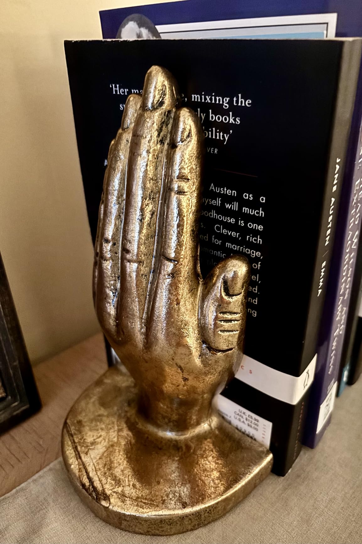 Book Ends to Hold Books Heavy Duty - MXARLTR Decorative Bookends for Heavy Books with Anti-Slip Base Book Stopper for Home Office (Antique Brass) customer photo 2