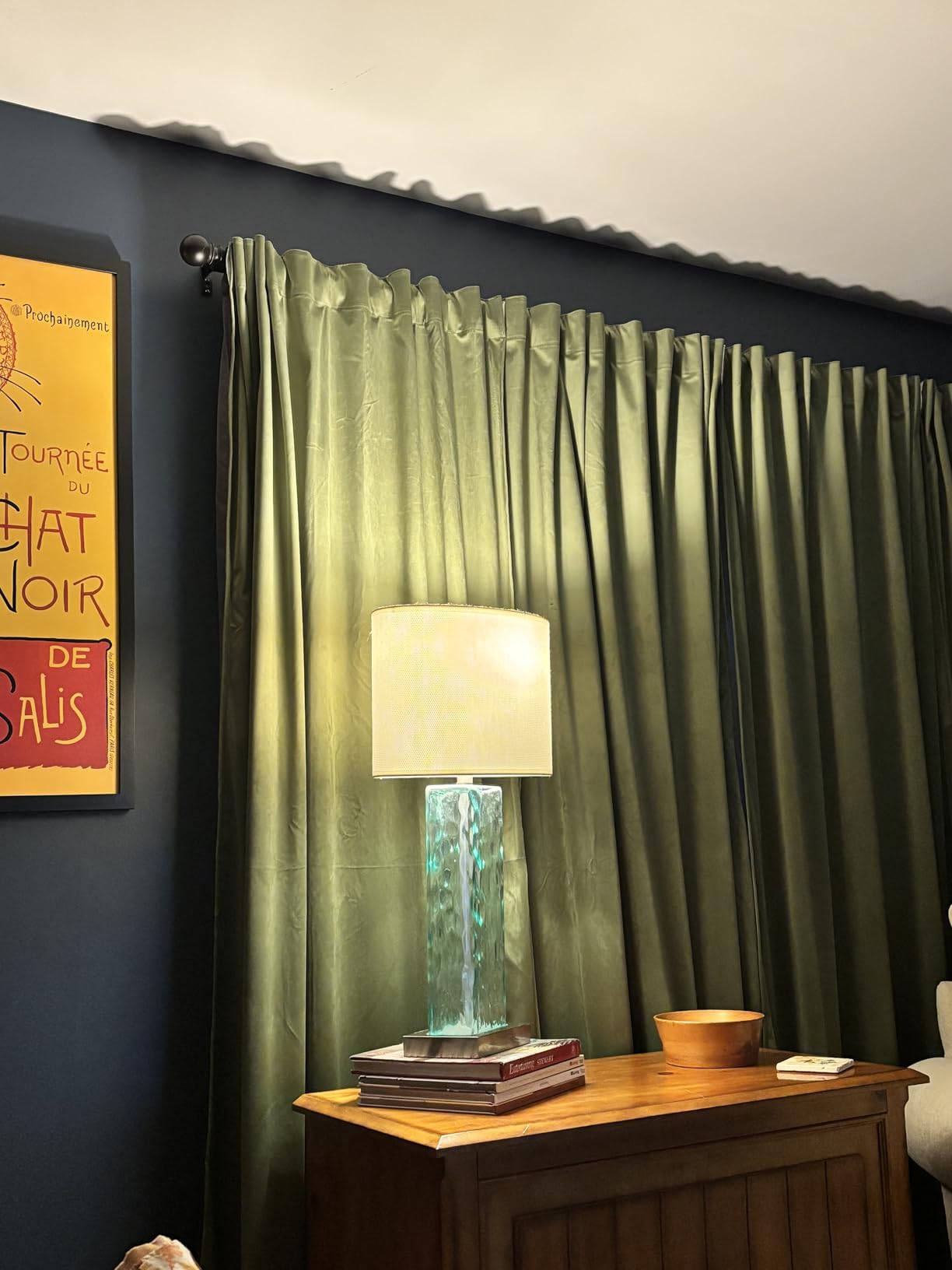 StangH Velvet Curtains 120 inches Long - Luxury Black Blackout Bedroom Curtains Super Soft Thick Thermal Insulated Drapes for Theater/Backdrop/Church/Stage, Back Tab, W52 x L120, 2 Panels customer photo 1