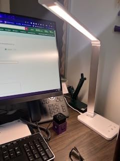 Ambertronix LED Desk Lamp with USB Charging Port, Dimmable Eye-Caring Reading Desk Light for Home, with 5 Brightness Level & 3 Lighting Modes, Touch Control, Auto Timer (White) customer photo 2