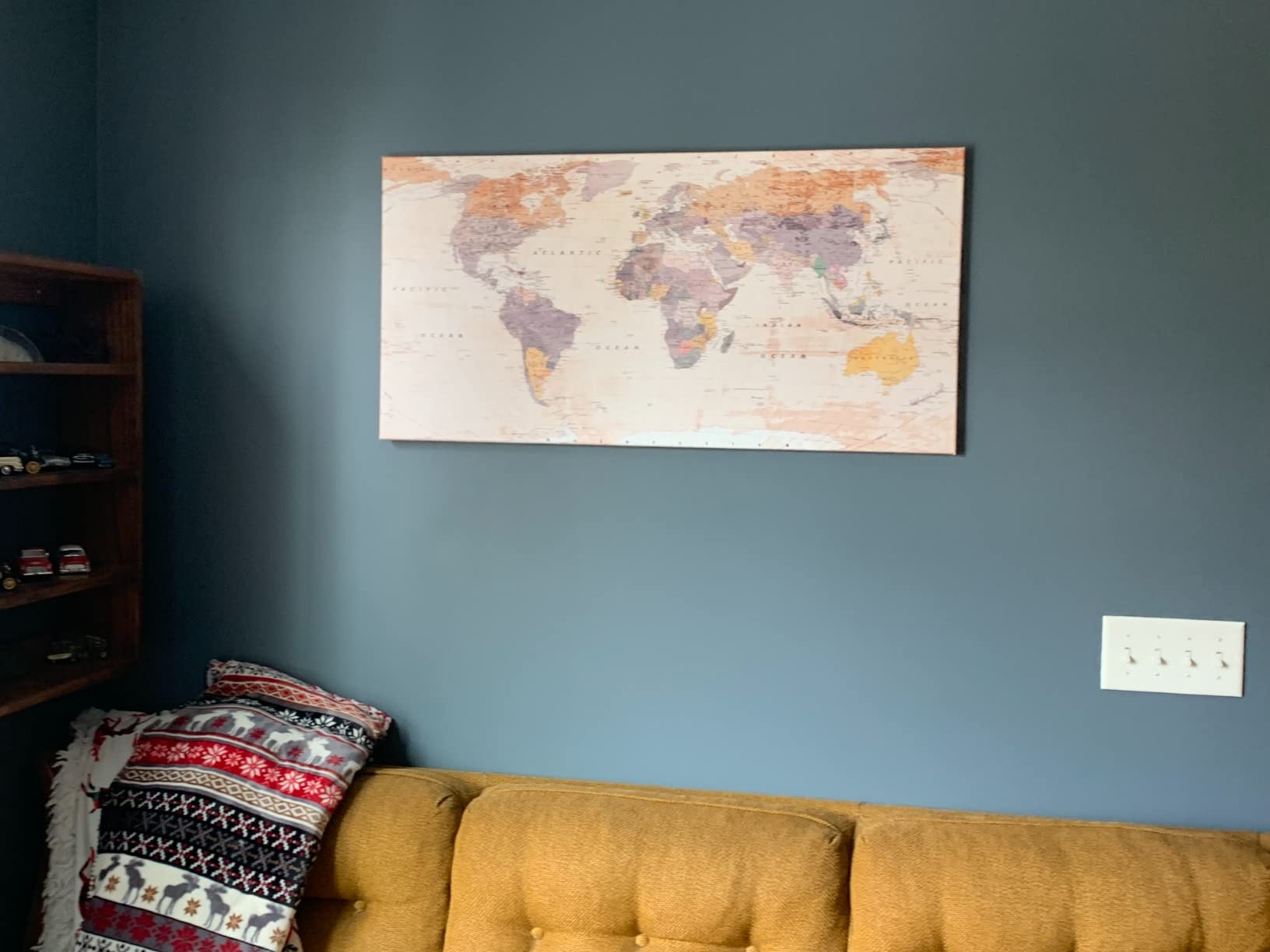 JLXART World Map Poster for Wall Vintage Canvas Prints Photos Nautical Map Decor Modern Framed Wall Art of The World Map Wall Decor for Office Living Room Bedroom Travel Memory Home Decor Artwork customer photo 1