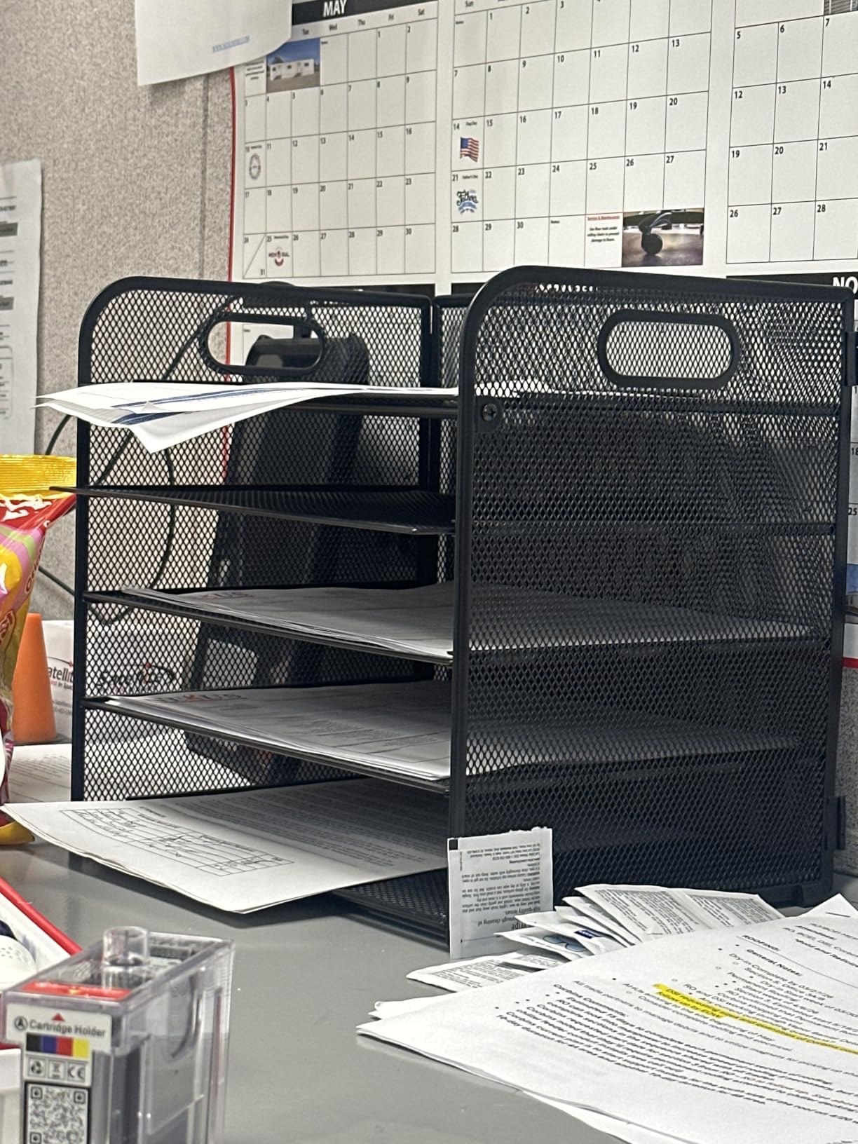 Supeasy 5 Trays Paper Organizer Letter Tray with Handle-Mesh Desk File Holders, Paper Sorter Desk Organizer for Office, Home, Classroom or School customer photo 1