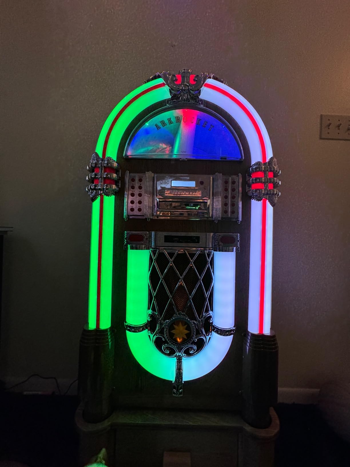 Arkrocket Full Size Jukebox Vinyl Record Player Bluetooth USB SD CD Player Radio Retro Turntable Classic Jukebox (Taurus II + Stand - Oak) customer photo 2