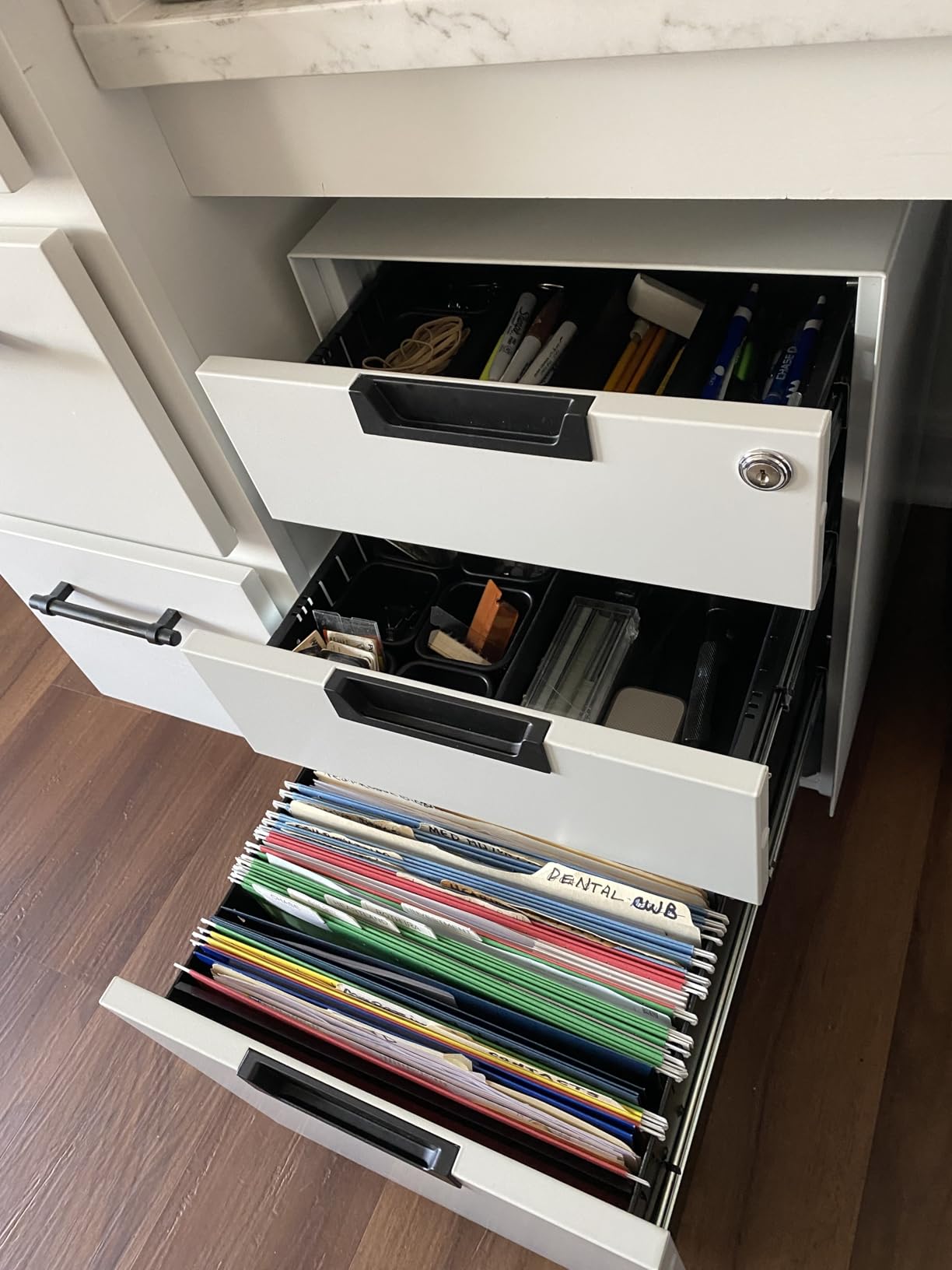 Letaya 3 Drawer Mobile File Cabinet with Lock, Under Desk Metal Filing Cabinets for Home Office Organizer Letters/Legal/A4 (Fully Assembled-Black) customer photo 2