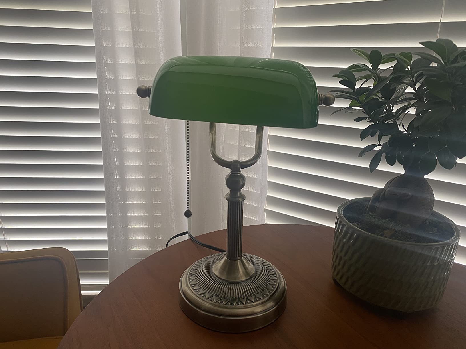 Green Glass Bankers Desk Lamp with Pull Chain Switch Plug in Fixture customer photo 2