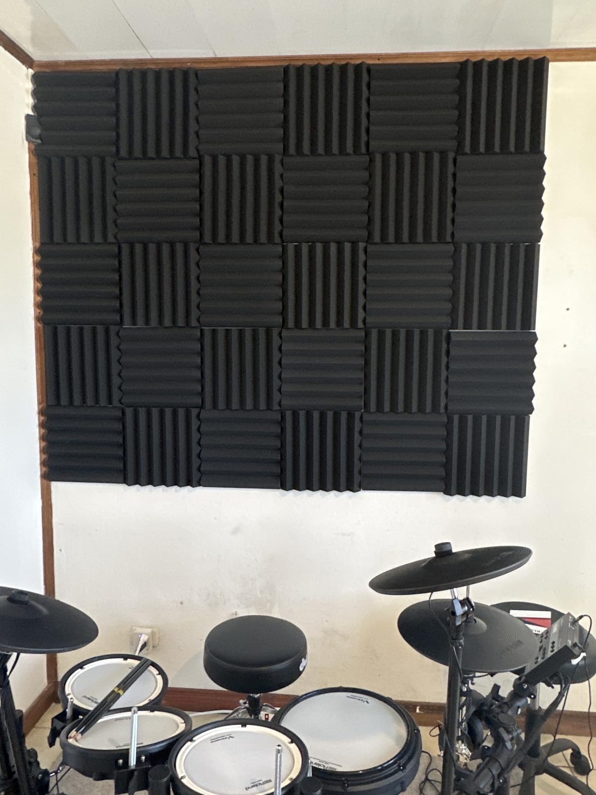 Sound Proof Foam Panels - 12 x 12 x 2 Inches 36 Pack Wedges Acoustic Foam Panels Sound Proofing Padding for Walls and Ceiling High Density Foam Studio Foam customer photo 2