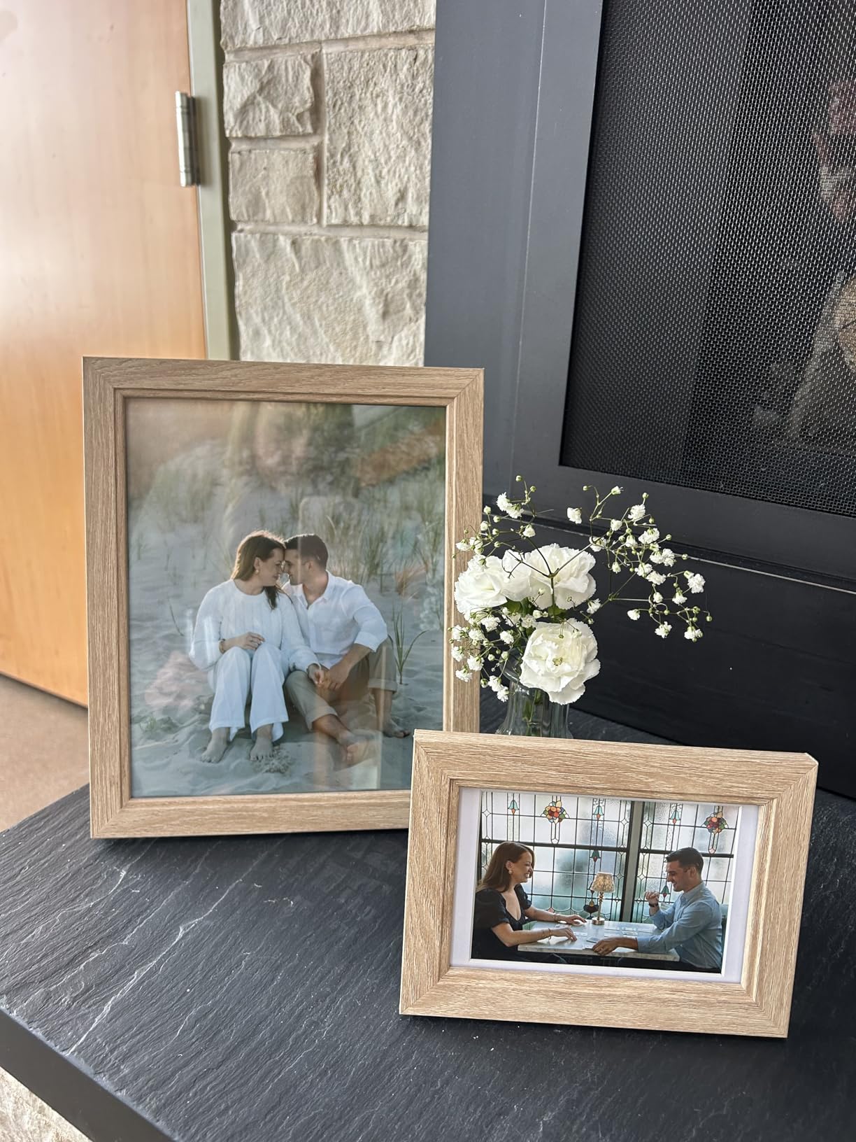 Povrgive Picture Frames, Made of Real Glass and Wooden Frame, Gallery Photo Frames Set of 10 for Collage Wall Decor, Multi Sizes Including 8x10, 5x7, 4x6 for Mounting or Tabletop Display, Wood customer photo 1
