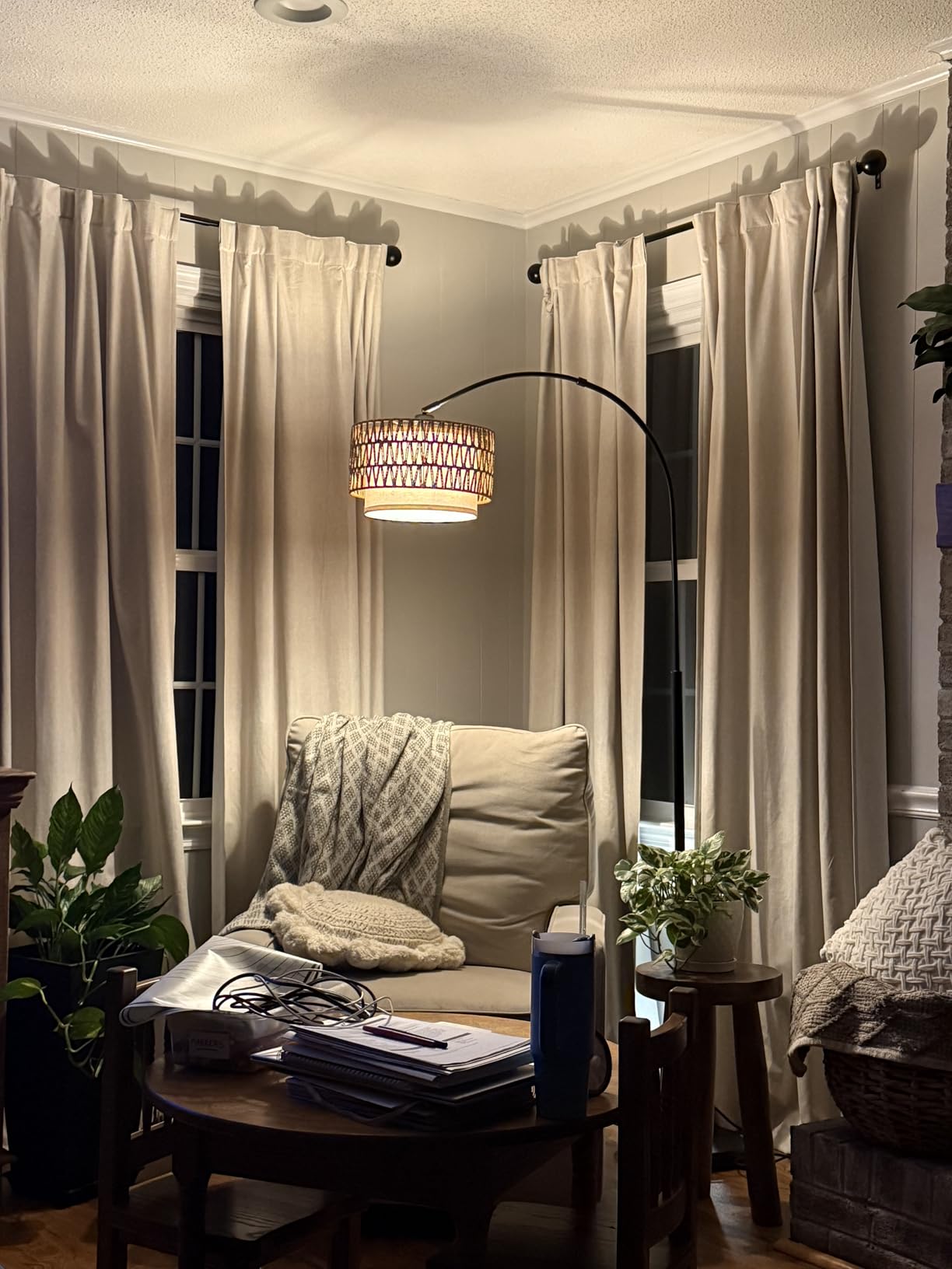Seaside village Arc Floor Lamps for Living Room, Modern Standing Lamp with Adjustable Hanging Drum Shade, Tall Pole Lamp with Foot Switch, Over Couch Arched Reading Light customer photo 1