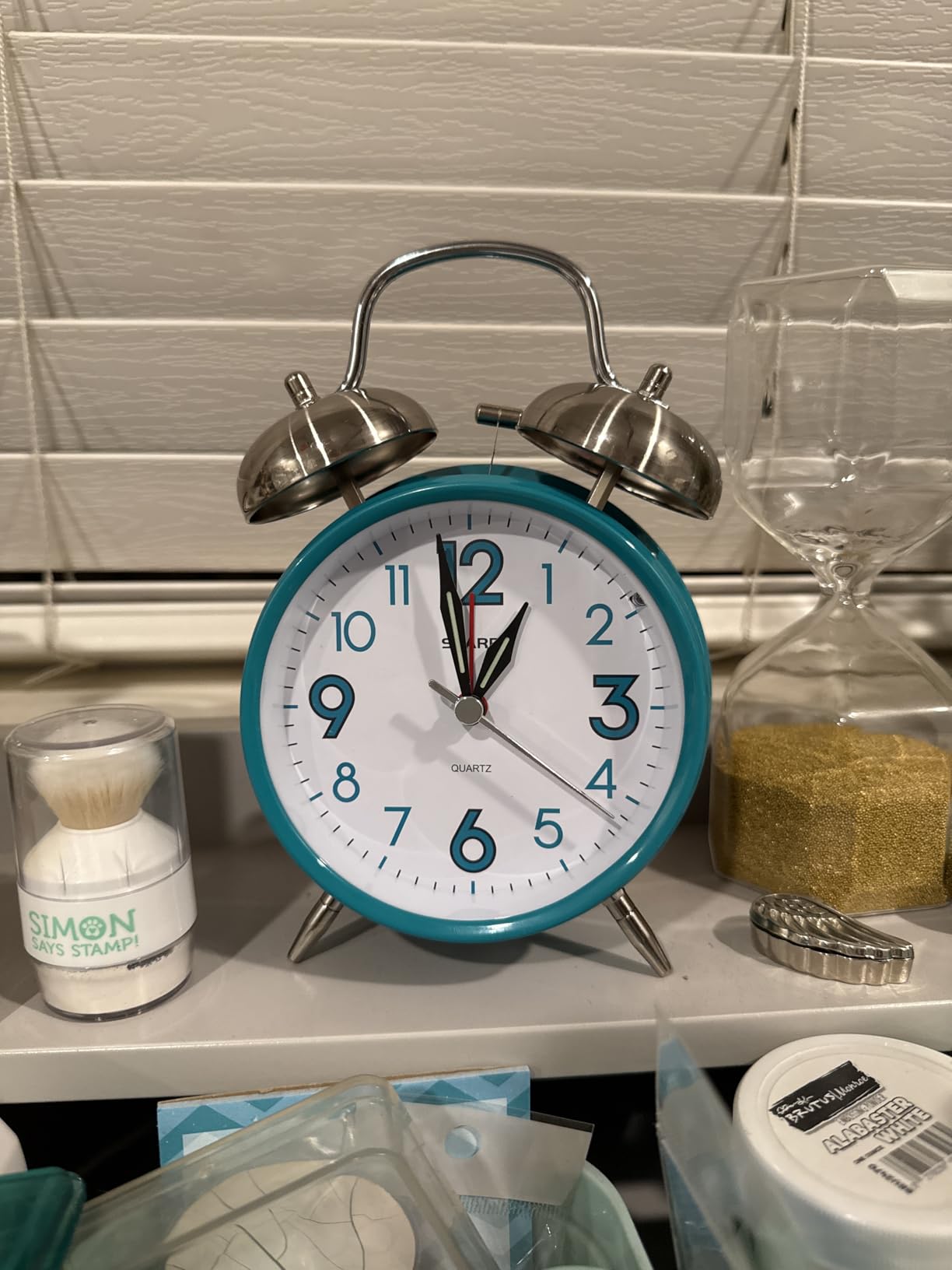 Sharp Twin Bell Alarm Clock, Loud Alarm Great for Heavy Sleepers - Stylish Matte Finish with Rustic Bronze Accents, Battery Operated (Matte Sage) customer photo 2