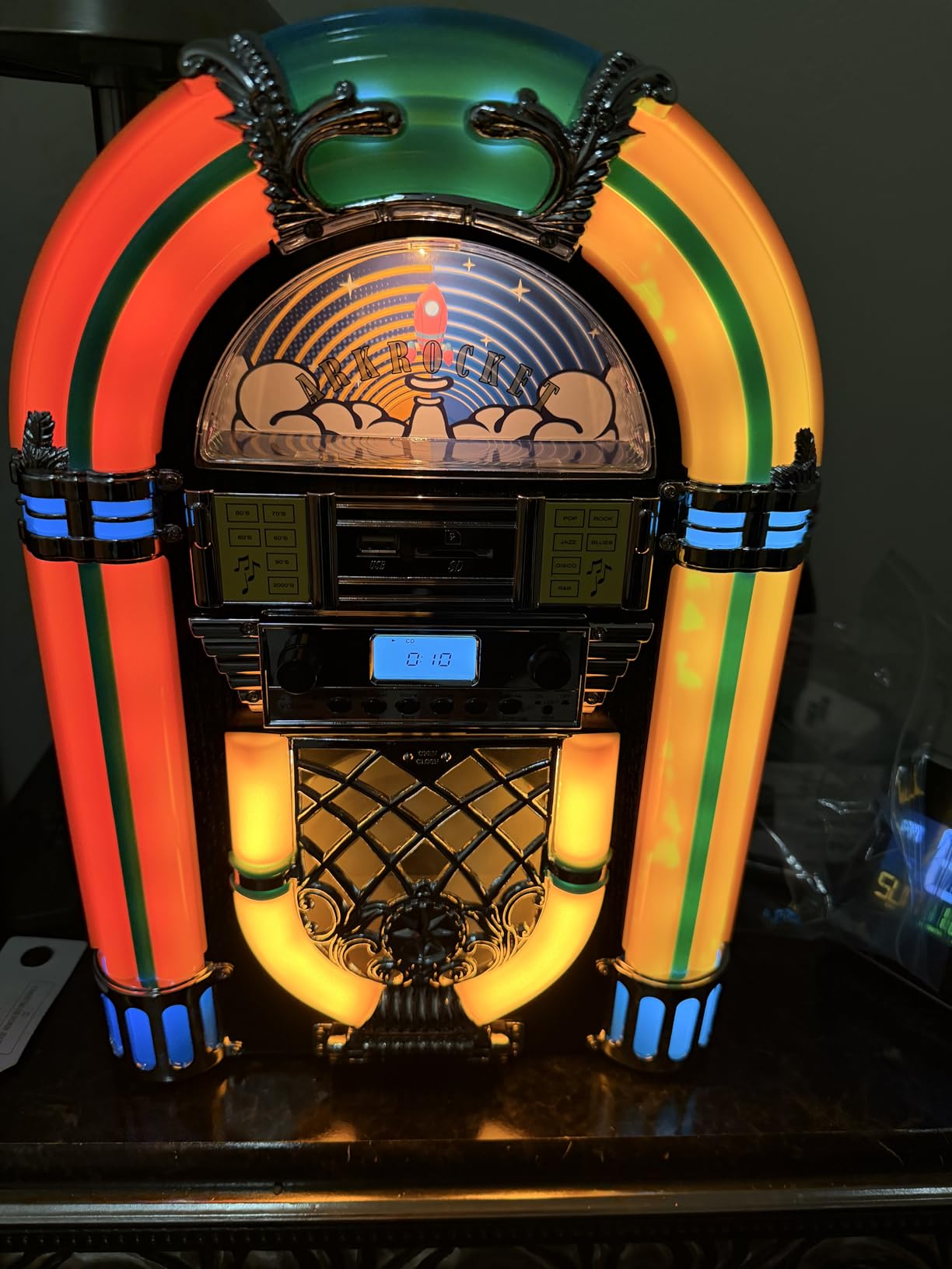 Arkrocket Athena Mini Jukebox/Tabletop CD Player/Bluetooth Speaker/Radio/USB and SD Card Player with Retro LED Lighting System customer photo 2