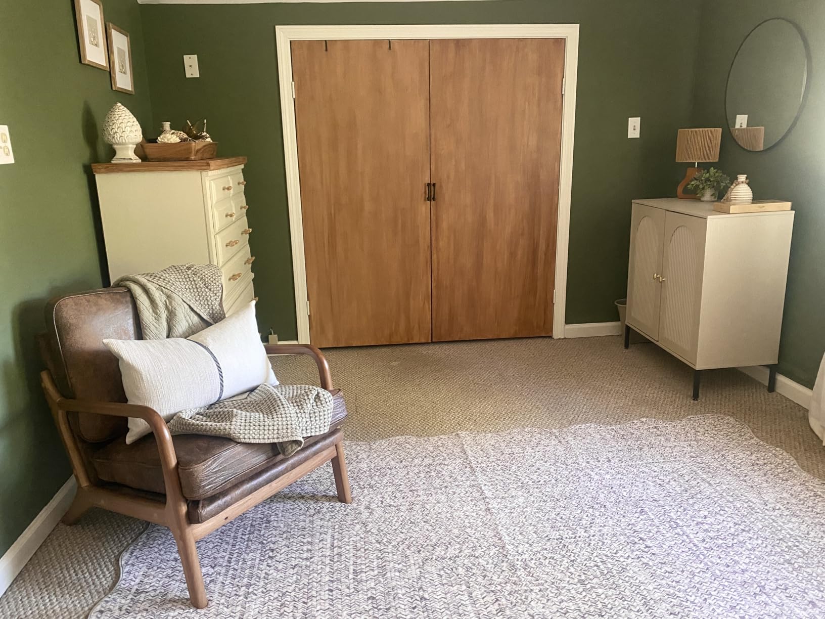 Karl home Accent Chair Mid-Century Modern Chair with Pillow Linen Fabric Upholstered Lounge Arm Chair with Solid Wood Frame & Soft Cushion for Living Room, Bedroom, Balcony, Beige customer photo 1