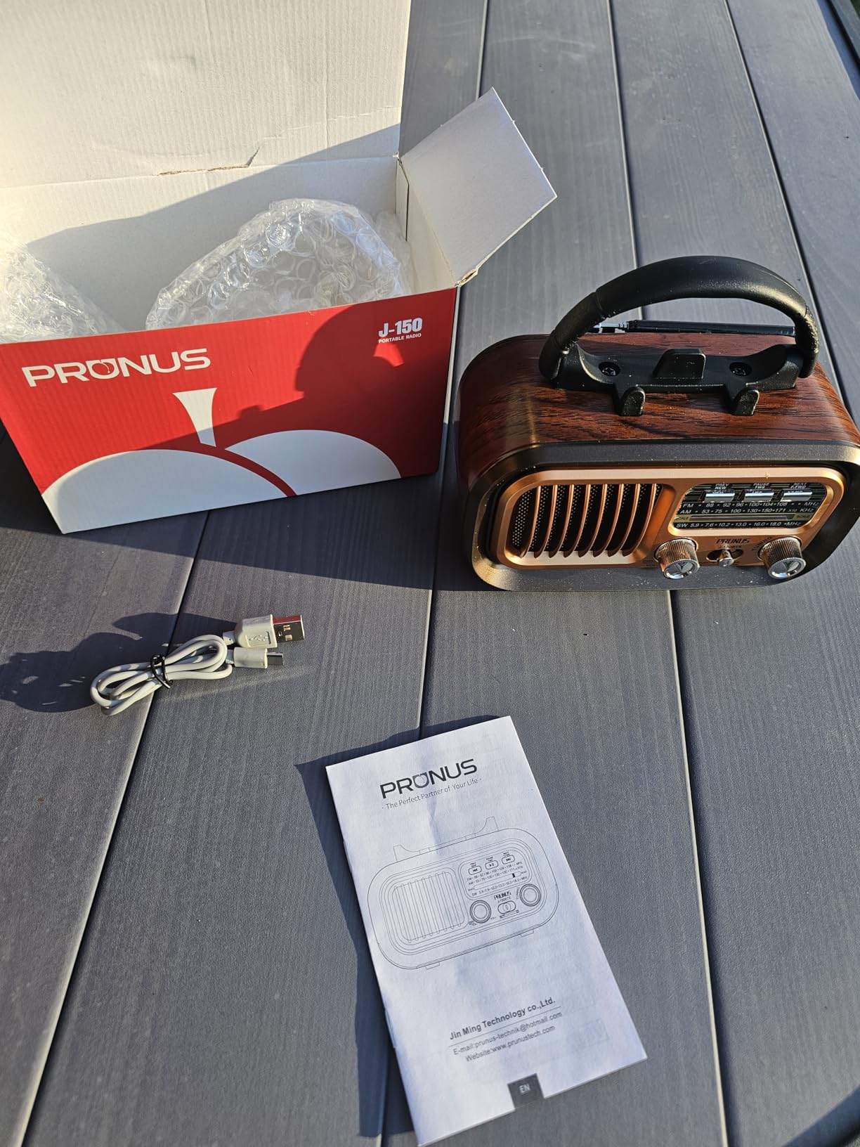 PRUNUS J-150 Portable Radio AM FM SW Bluetooth Speaker, Retro Radios Vintage Transistor with Best Sound, Solar/D Battery Operated/USB Charging, TWS, Support TF Card/USB Playing customer photo 1