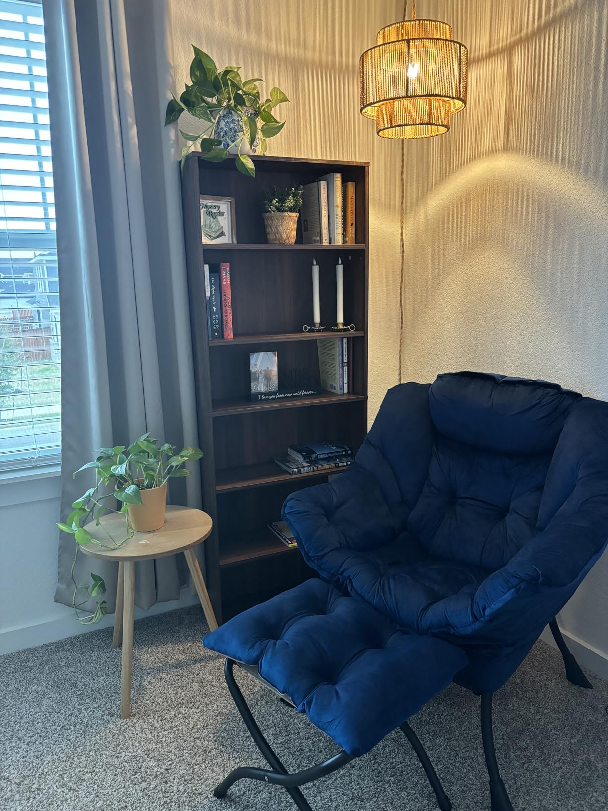 Lazy Chair with Ottoman, Modern Accent Chair Contemporary Sofa Chair with Armrests, Reading Chair and Folding Footstool Set for Living Room, Bedroom, Office customer photo 2