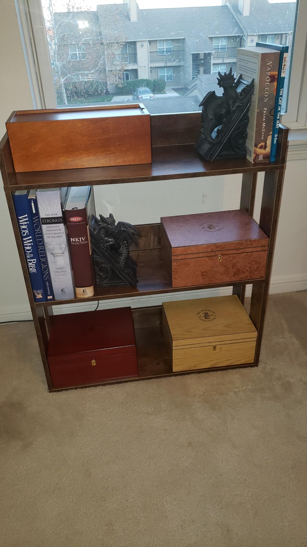 ALISENED 3-Tier Small Bookshelf with Wheels, Bedside Cart Library Cart, Rolling Bookcase for Small Space, Movable Standing Storage Shelves for Living Room/Bedroom/Office, Rustic Brown customer photo 1