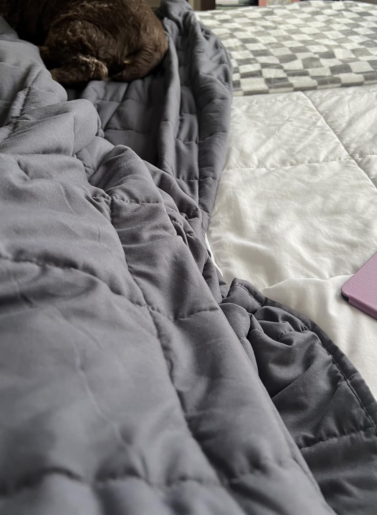 CuteKing Weighted Blanket for Adults (15lbs, 48x72, Full, Grey) Heavy Blanket for 140-150lbs, Weighted Blanket for Cooling & Heating with Premium Glass Beads, Soft Thick Blanket for Adult All-S customer photo 2
