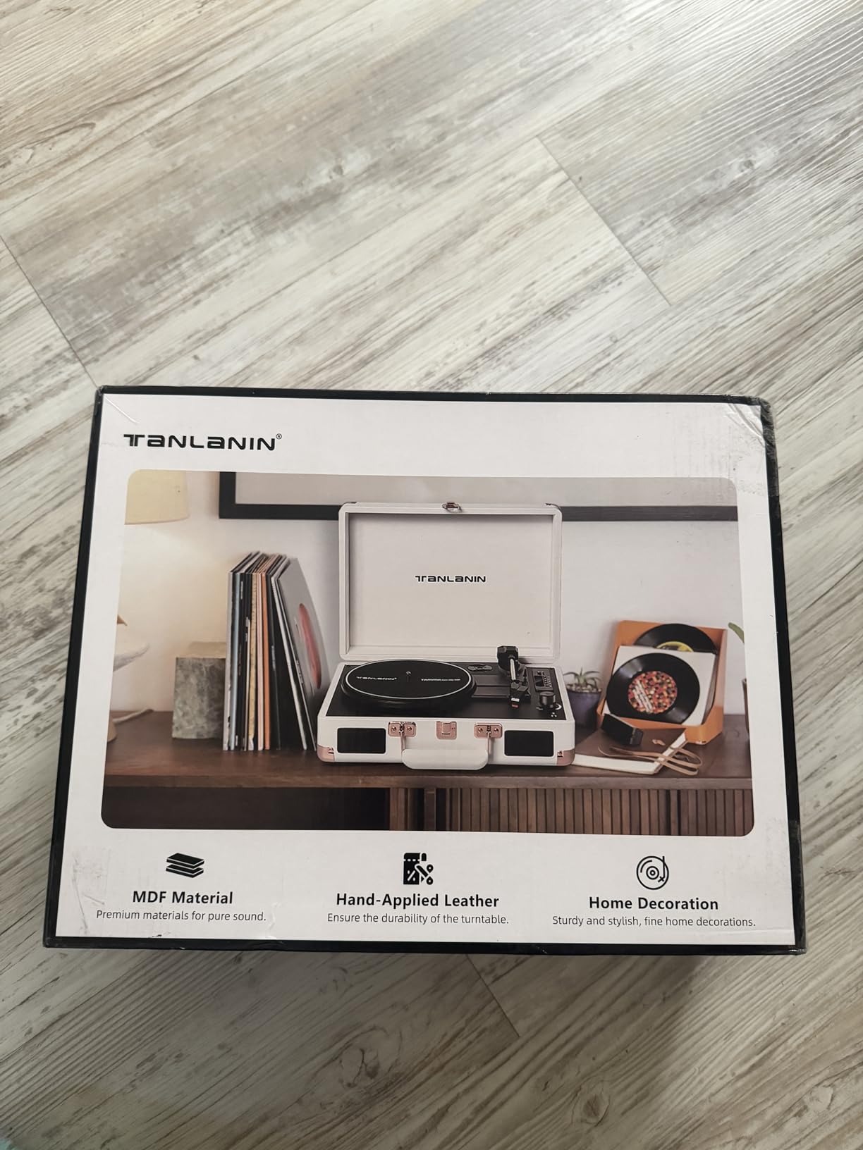 Vinyl Record Player Bluetooth Vintage 3-Speed Portable Suitcase Turntables with Built-in Speakers, Belt-Driven LP Player Support USB Recording AUX-in RCA Line Out Headphone Jack, White customer photo 1