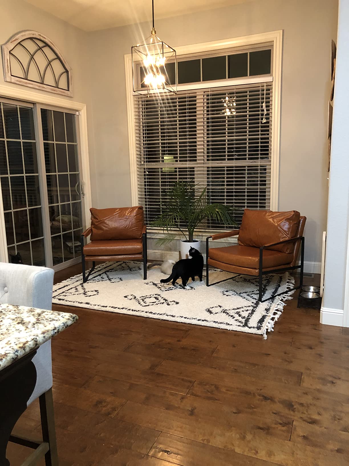 Volans Mid Century Modern Genuine Leather Accent Chair with Arms for Living Room, Metal Frame Armchair Reading Chair, Khaki customer photo 2