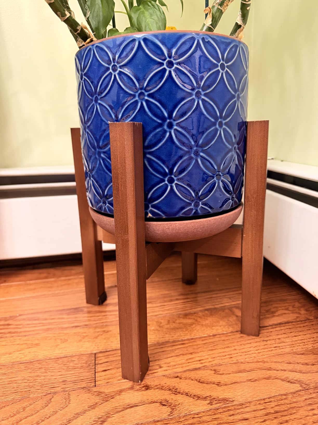Rnined Adjustable Plant Stand Indoor, Bamboo Mid Century Modern Plants Stands, Stable Plant Holder, Fit 8 9 10 11 12 inch Pots (Pot & Plant Not Included) customer photo 1