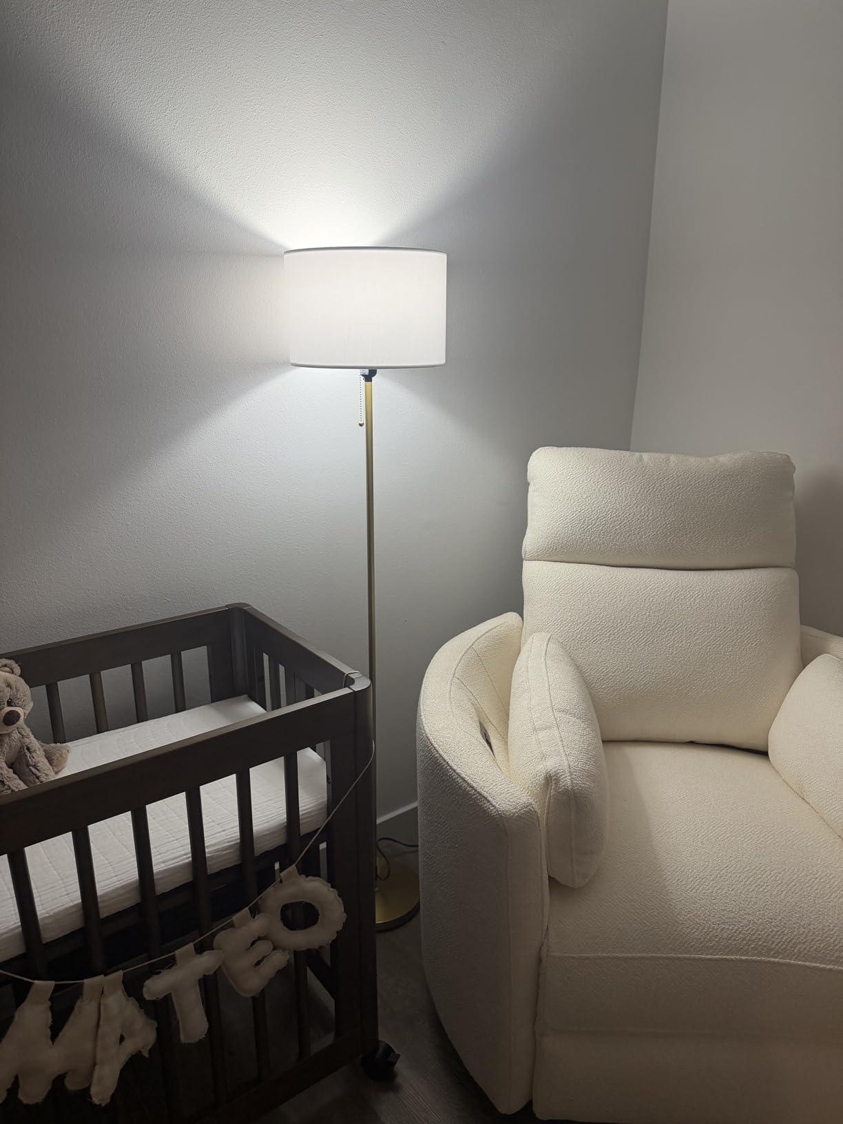 O'Bright Ted - Drum Shade Standing Lamp, Pull Chain Switch, E26 Socket, Modern Minimalist Design, Simple Floor Lamp for Living Room, Bedroom, Office, Antique Brass customer photo 1