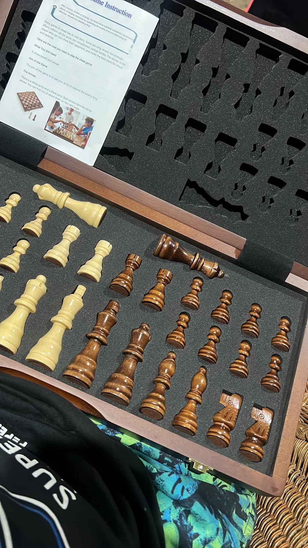 Magnetic Wooden Chess Set for Adults Kids 15'' Chess Board with Handmade Pieces, Folding Portable Travel Unique Chess Sets Game for Tournament Professional Beginner customer photo 2