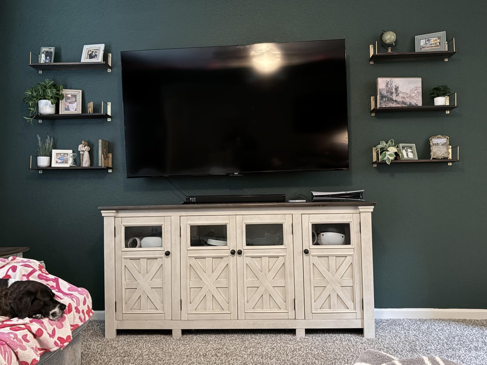 Floating Shelves - 24 Inch Wall Mounted Set of 3 Rustic Wood Shelves for Wall Decor and Living Room Storage (Brown) customer photo 1