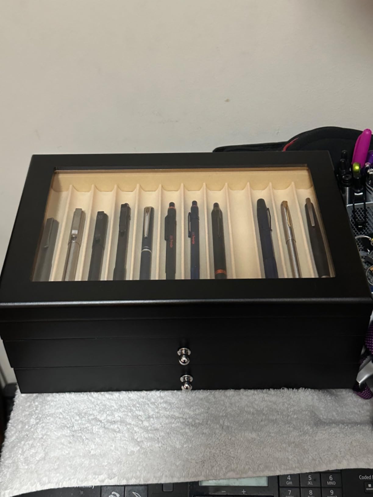 3 Layer Wood Pen Display Box 34 Organizer Box, Pen Case Storage and Fountain Collector with Glass Window (Walnut) customer photo 1