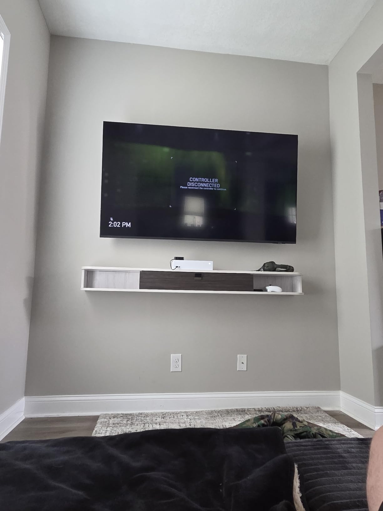 Pmnianhua Floating TV Shelf, 47'' Wall Mounted TV Stand Floating TV Console Media Entertainment Under TV Shelf for Bedroom Livingroom (Walnut) customer photo 1