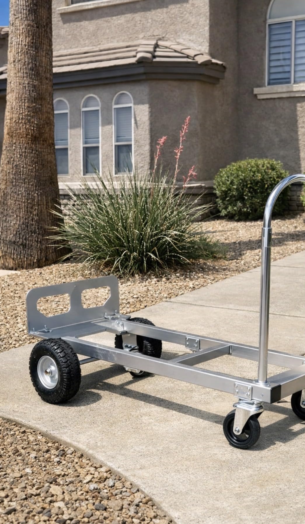 Convertible Hand Truck Dolly Cart with Wheels Heavy Duty / 4 Wheels / 500Lbs Load, 2 Straps for Furniture/Appliance/Carton/Warehouse/Office, Easy to fold customer photo 1