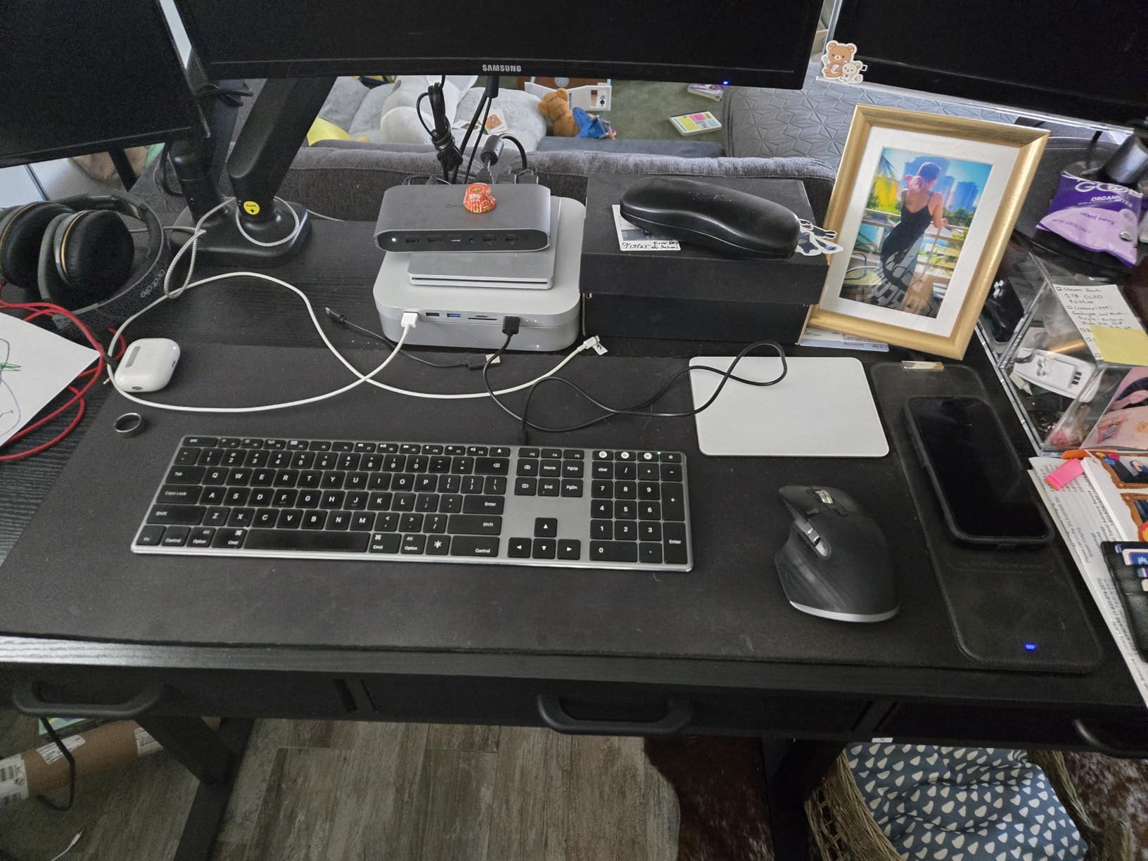Journey Desk Pad Mat with Wireless Charger, Waterproof Black Leather Computer Mat with Phone Charger customer photo 1