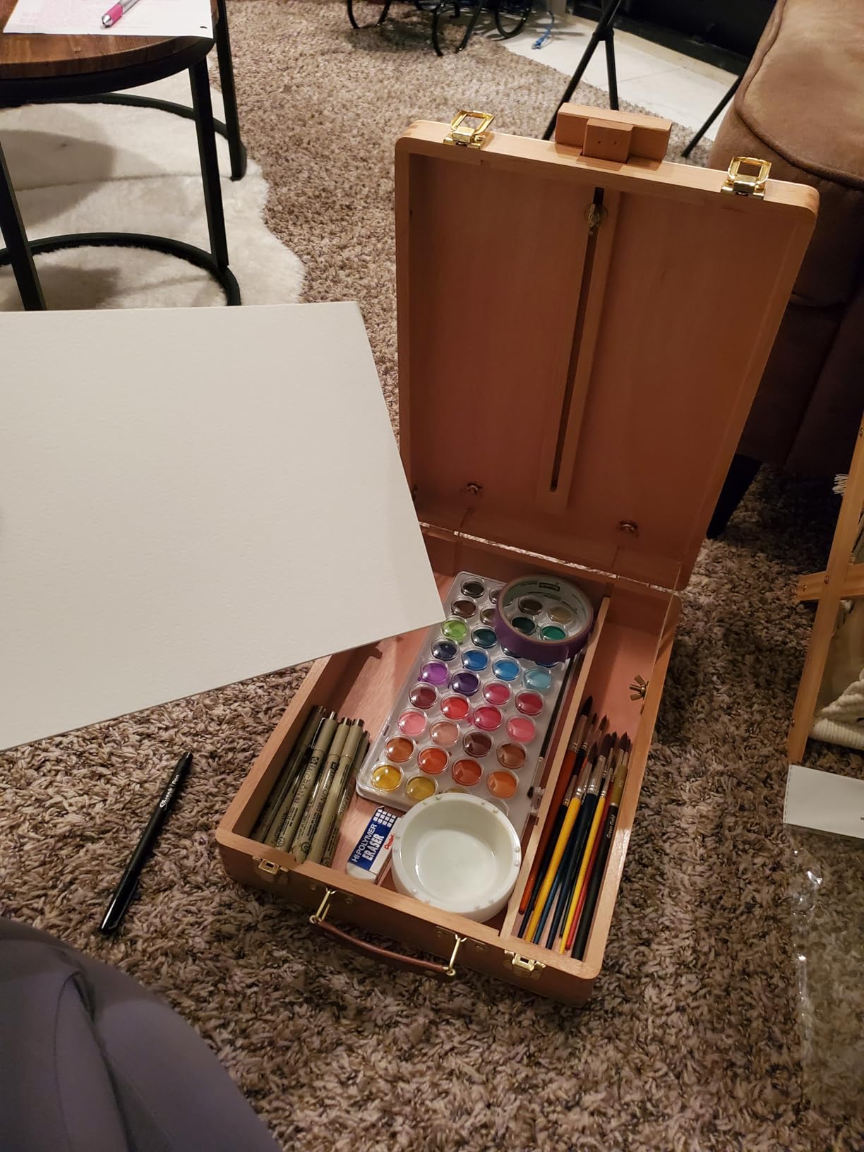 ARTIFY Adjustable Beechwood Tabletop Painting Easel, Wooden Sketch Box Easel, Desktop Artist Easel for Drawing (Easel Box) customer photo 2