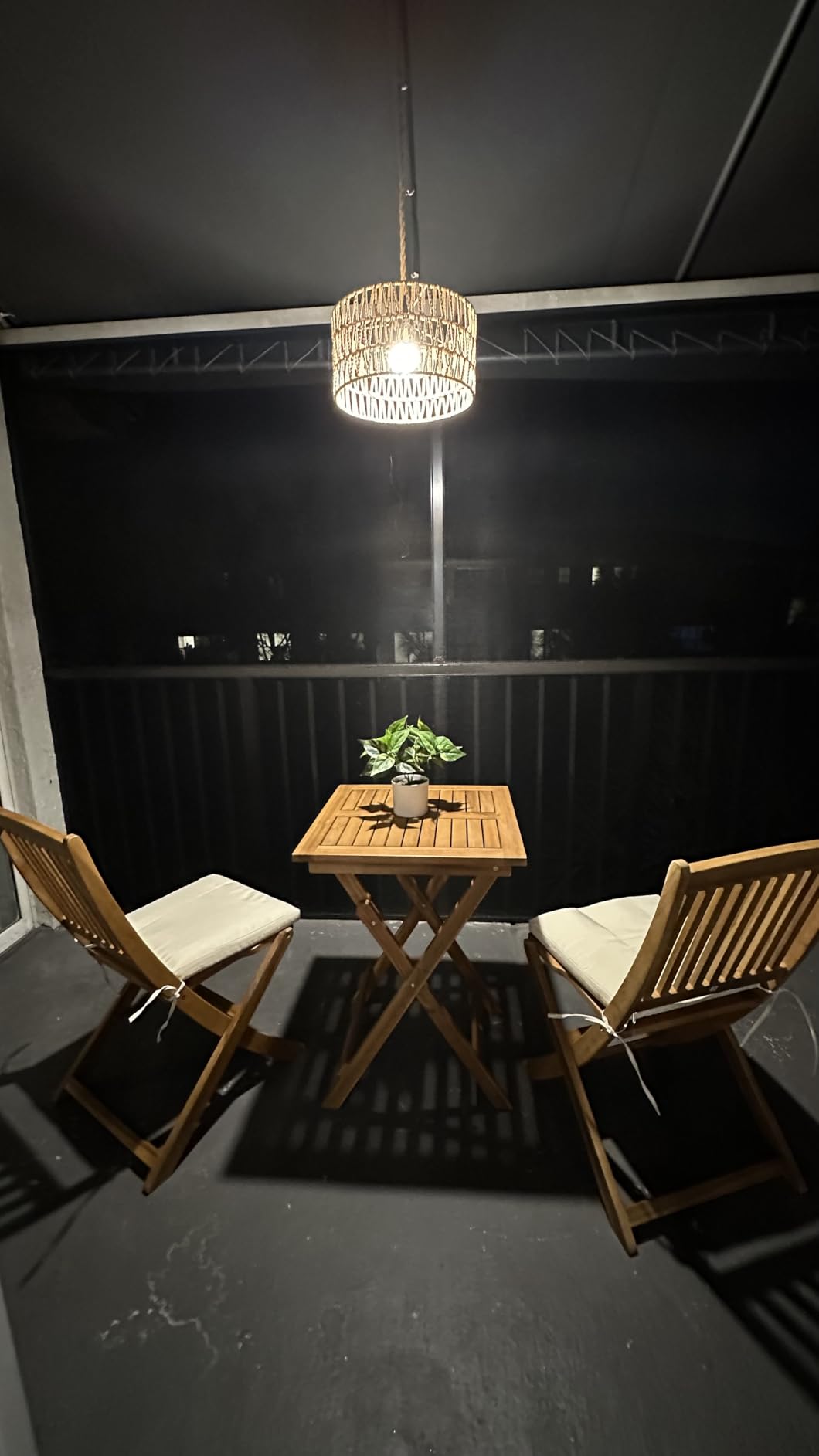 Devoko Outdoor 3 Piece Folding Patio Bistro Set Acacia Wood Bistro Table and Chairs Set of 2 for Garden Poolside Backyard Balcony Porch Deck customer photo 1