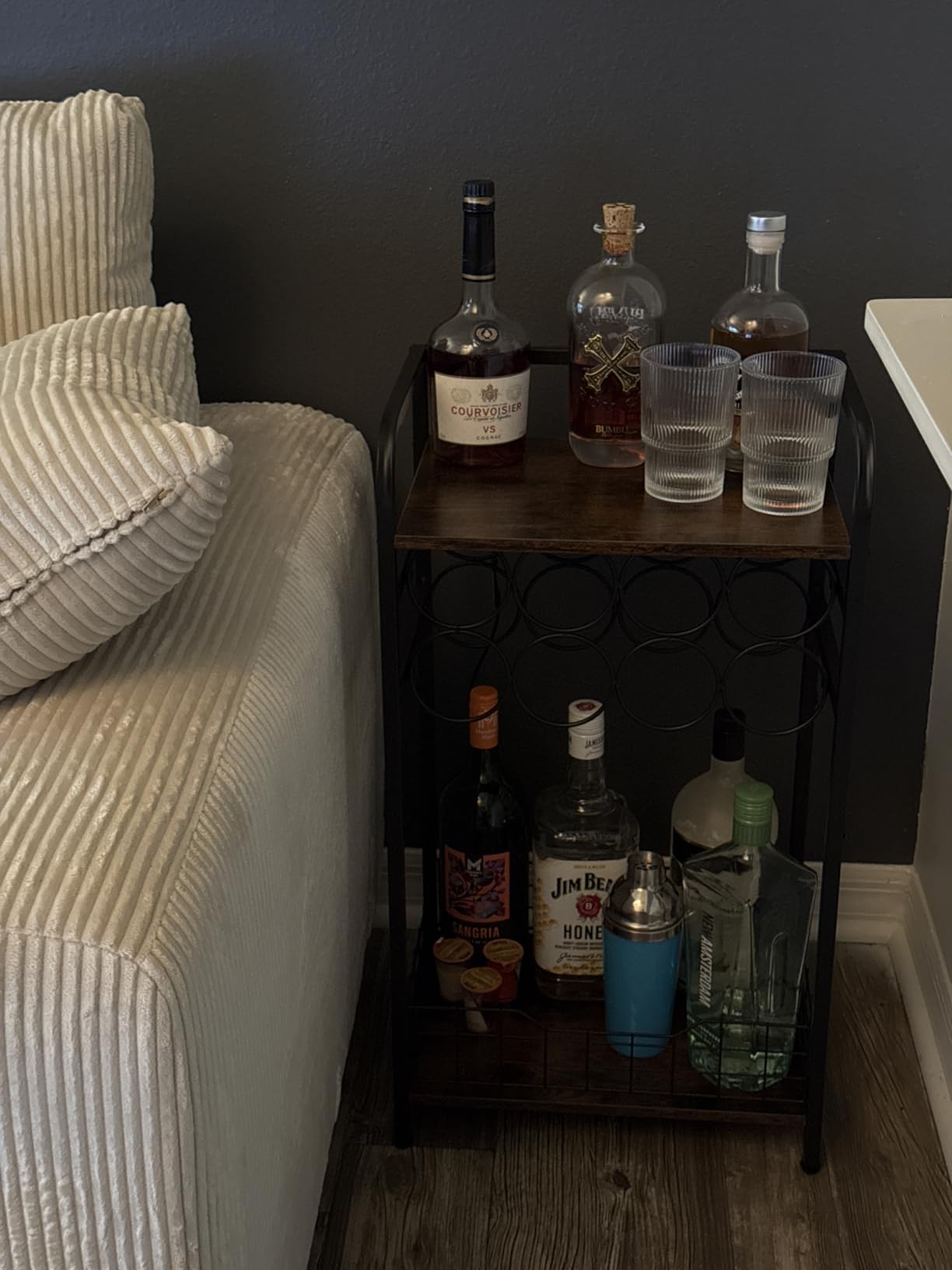 3-Tier Wine Rack Freestanding Floor Cabinet Corner Bar Cabinet Bar Cart, 12 Individual Wine Storage Bottle Compartments Corner Bar Cabinet Holder (3-Tier Wine Rack 07) customer photo 1