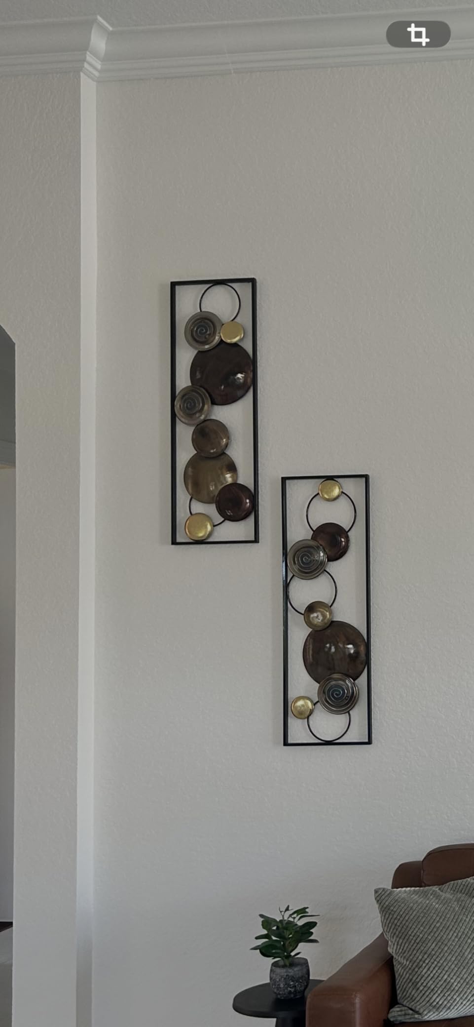 LuxenHome Metal Wall Art, 2 Pieces Abstract Wall Decor Brown Metal Wall Decor, 36