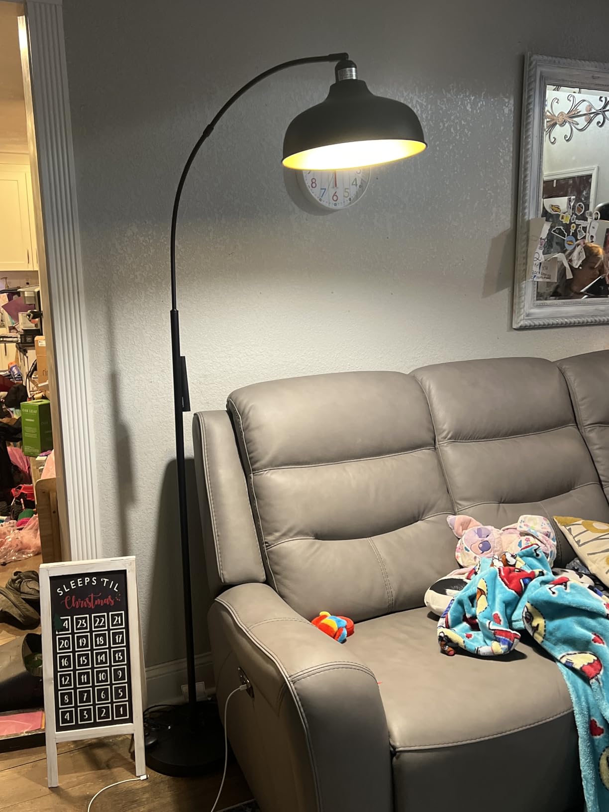 Arch Floor Lamps with Remote - Dimmable Floor Lamp 70in, Black Tall Lamp with 360 Degree Adjustable Hanging Metal Shade, Arc Lamps Floor Standing with 9W Bulb customer photo 2