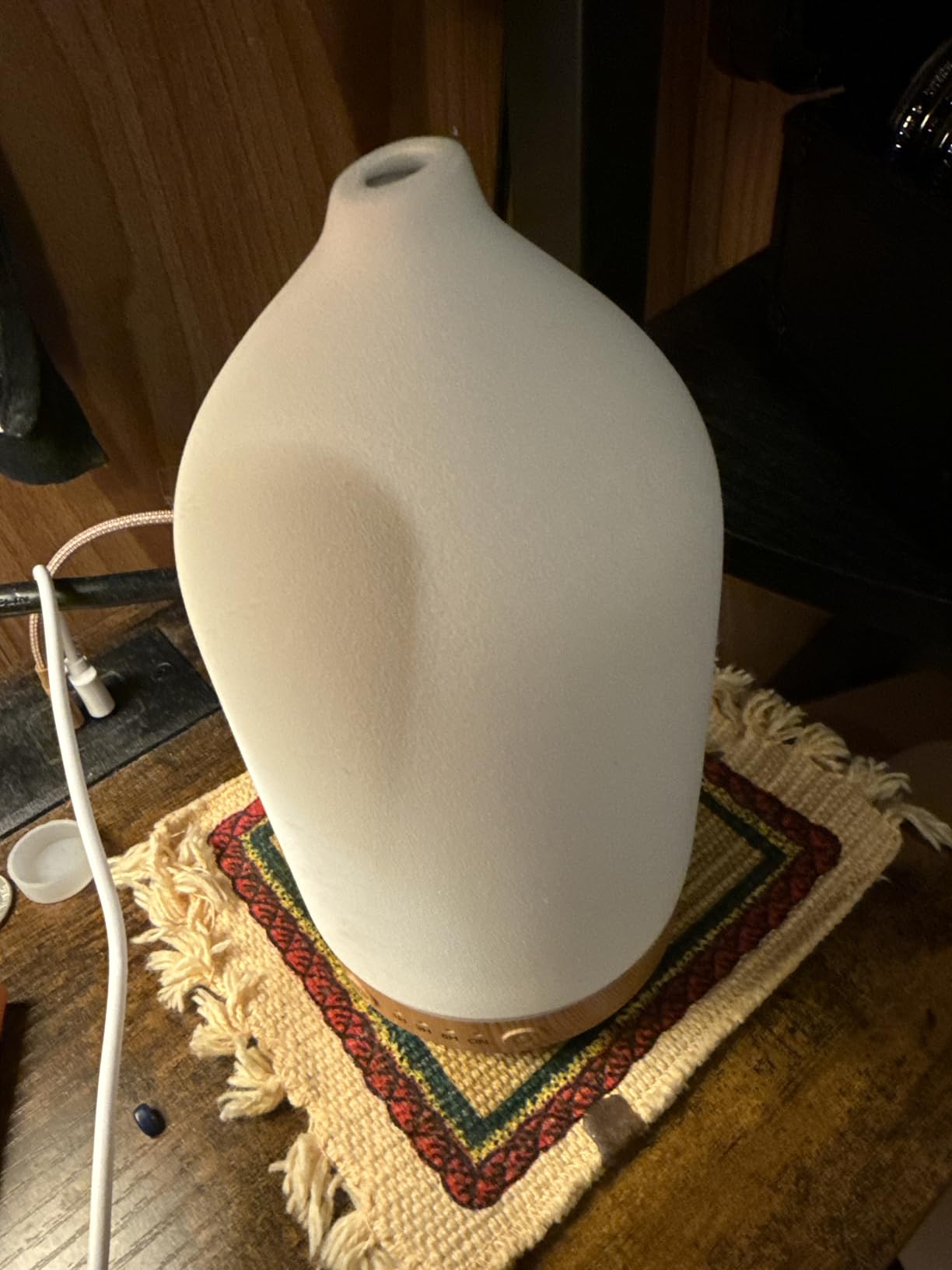 Gooamp 200ML Ceramic Essential Oil Diffuser - Ultrasonic Aromatherapy & Humidifier with 7-Color LED Lights, Auto Shut-Off, Wood Grain Base, 1H/3H/6H Timer | Scent for Home, Office, Yoga customer photo 1