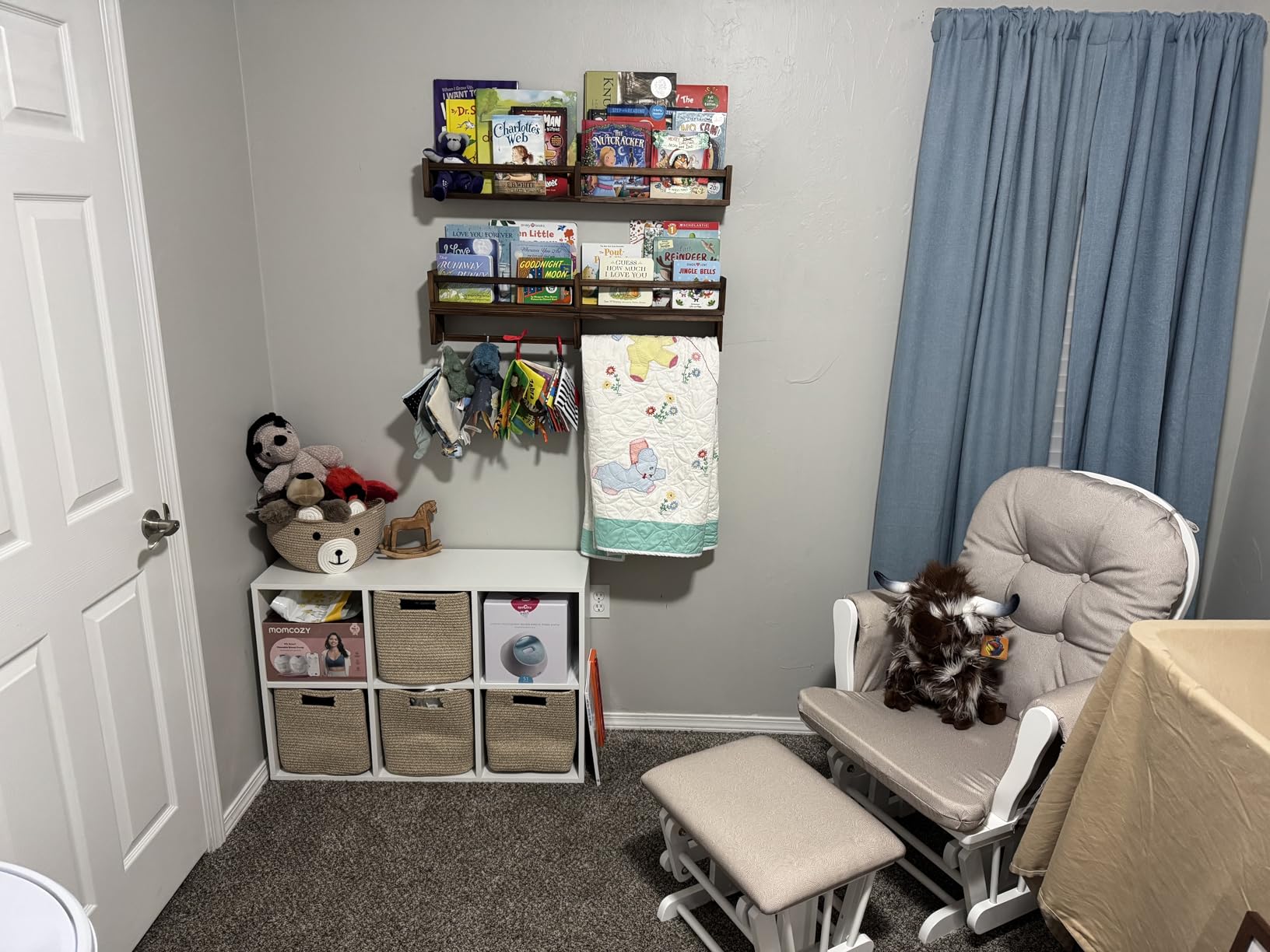 Fixwal Floating Bookshelves for Wall, 16.5 Inch Wood Nursery Book Shelves Set of 3, Baby Kids Decor, Solid Wood Wall Mounted Shelves for Books, Toys and Decor Storage (White) customer photo 1