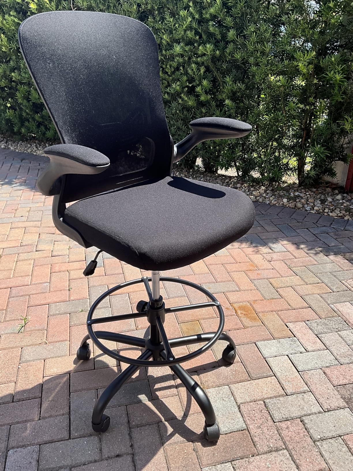ErGear Drafting Chair, Standing Desk Chair with Flip-Up Armrests, High Desk Chair Adjustable Height, Ergonomic Tall Office Chair with Lumbar Support and Adjustable Footrest Ring customer photo 2