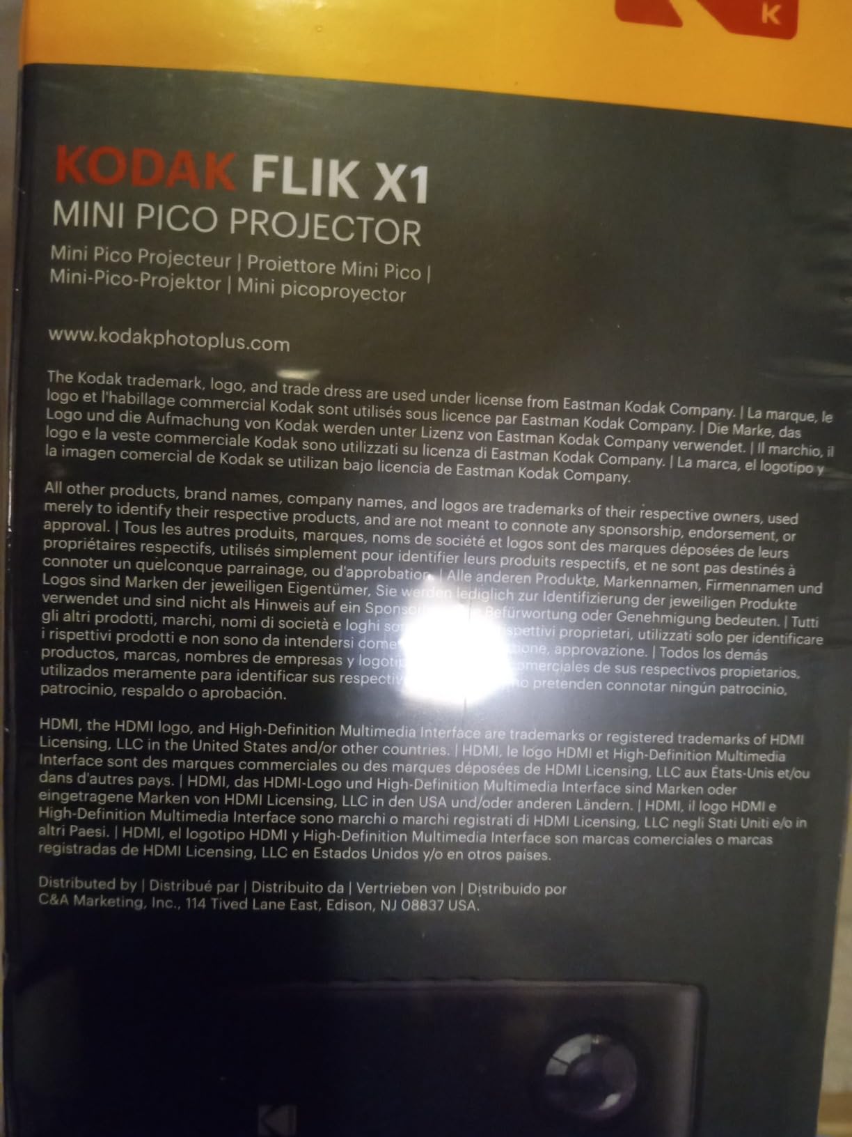 KODAK FLIK X1 Mini Pico Projector | Portable Compact 100