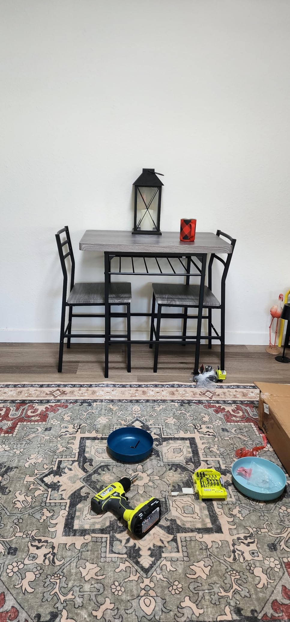 Best Choice Products 3-Piece Modern Dining Set, Space Saving Dinette for Kitchen, Dining Room, Small Space w/Steel Frame, Built-in Storage Rack - Medium Brown/Black customer photo 1