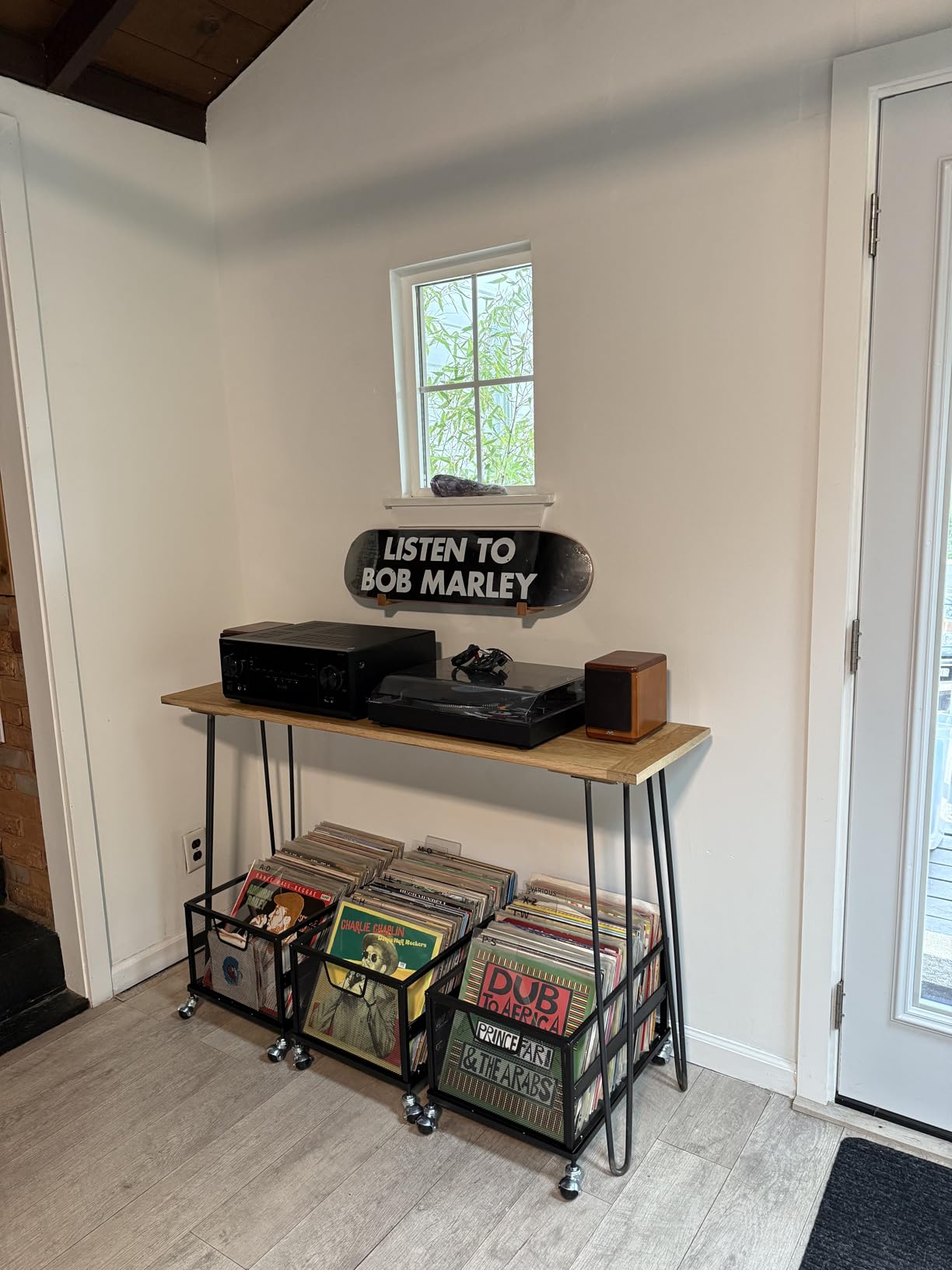 Playboda Metal Vinyl Record Storage Crate with Wheels, Vinyl Record Holder for Albums, Vinyl Record Storage Rack - Holds up to 100 LP customer photo 2