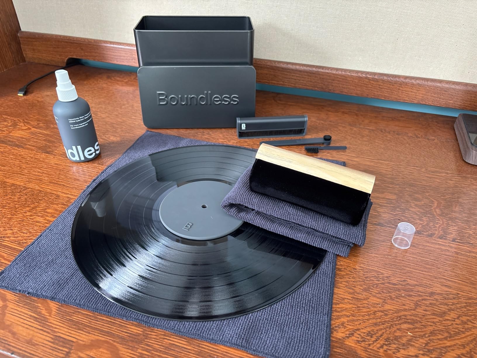 Boundless Audio Vinyl Record Cleaning Kit - 8-in-1 Vinyl Cleaner Kit Includes Carbon Fiber & Velvet Record Brushes, Stylus Brush, Cleaning Solution, Microfiber Cloths & Metal Case customer photo 2
