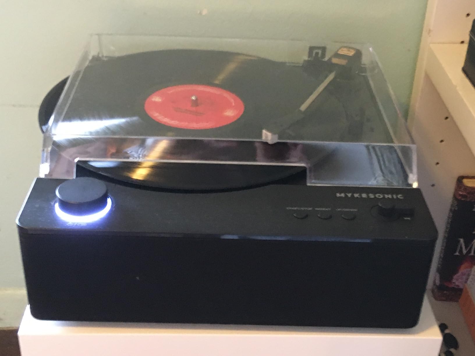 MYKESONIC Fully Automatic Record Player, Bluetooth Belt Drive Vinyl Turntable, Magnetic AT-3600L Cartridge, Bluetooth in & Out, Hi-Fi Stereo Speakers, Aux in Headphone, RCA Out, Anti-Resonance - Black customer photo 1