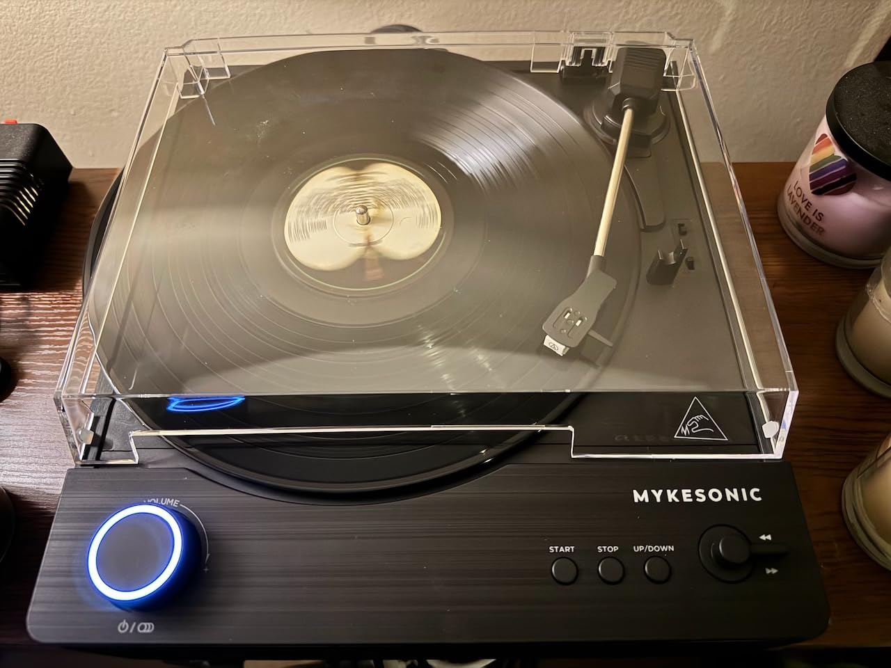 MYKESONIC Fully Automatic Record Player, Bluetooth Belt Drive Vinyl Turntable, Magnetic AT-3600L Cartridge, Bluetooth in & Out, Hi-Fi Stereo Speakers, Aux in Headphone, RCA Out, Anti-Resonance - Black customer photo 2